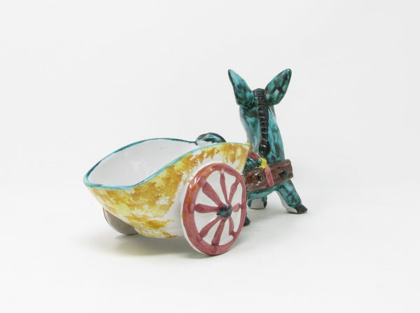 Vintage Italian Pottery Donkey and Cart Planter