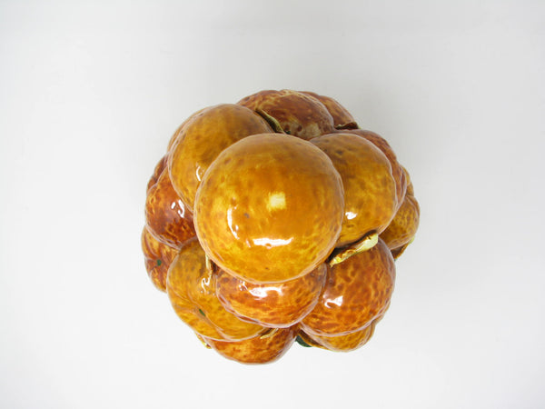 edgebrookhouse - Vintage Italian Ceramic Orange Fruit Topiary with White Pedestal Base