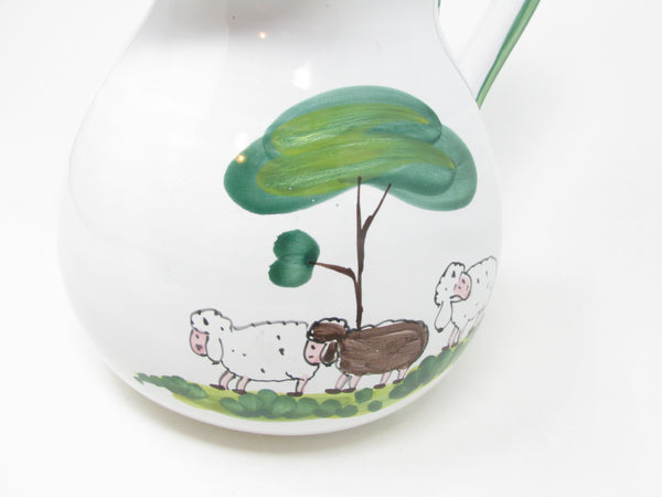 Vintage Italian Ceramic Pitcher with Whimsical Sheep Pattern