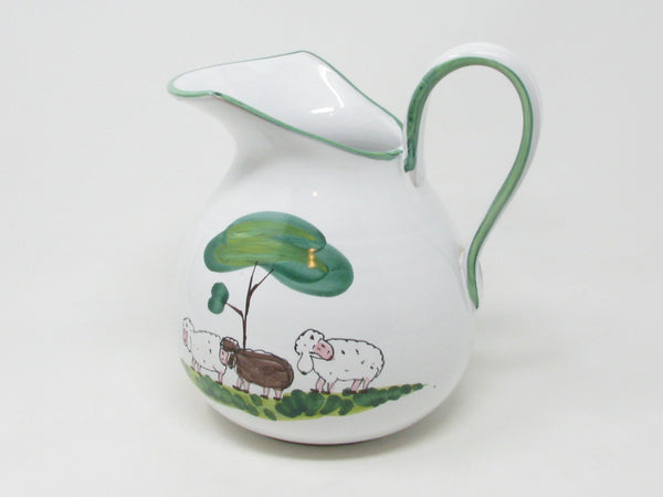 Vintage Italian Ceramic Pitcher with Whimsical Sheep Pattern