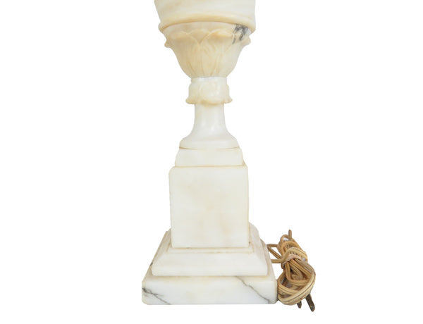 Vintage Italian White Carrara Marble Table Lamp With Grapes and Vines