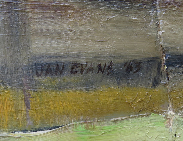 edgebrookhouse Vintage Jan Evans Oil Painting on Mason Board in Gilt Gesso Frame