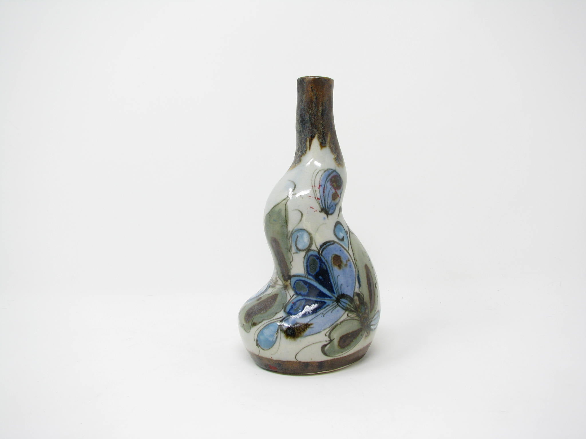 edgebrookhouse - Vintage Ken Edwards Palomar Tonala Mexican Stoneware Pottery Bud Vase with Organic Shape