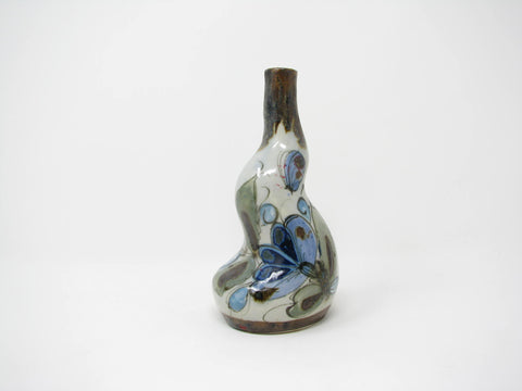 Vintage Ken Edwards Palomar Tonala Mexican Stoneware Pottery Bud Vase with Organic Shape