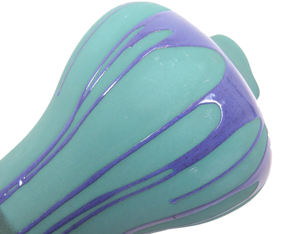 edgebrookhouse Vintage Large Haeger Pottery Vase With Matte Teal and Glossy Purple Drip Glaze