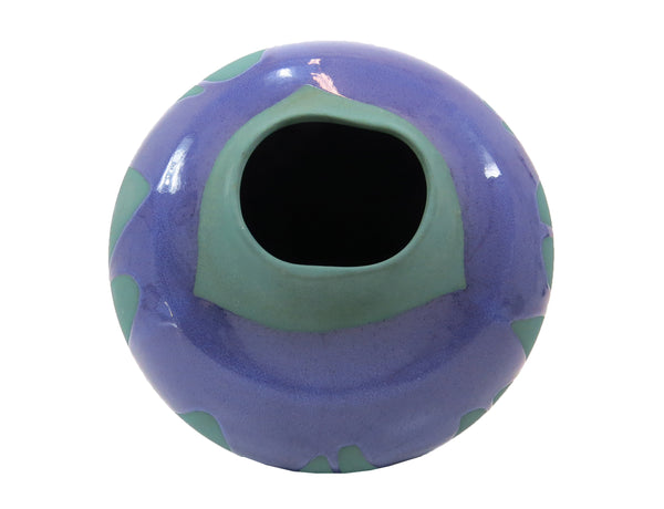 edgebrookhouse Vintage Large Haeger Pottery Vase With Matte Teal and Glossy Purple Drip Glaze