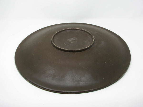 Vintage Large Molded Resin Decorative Platter with Faux Wood Design