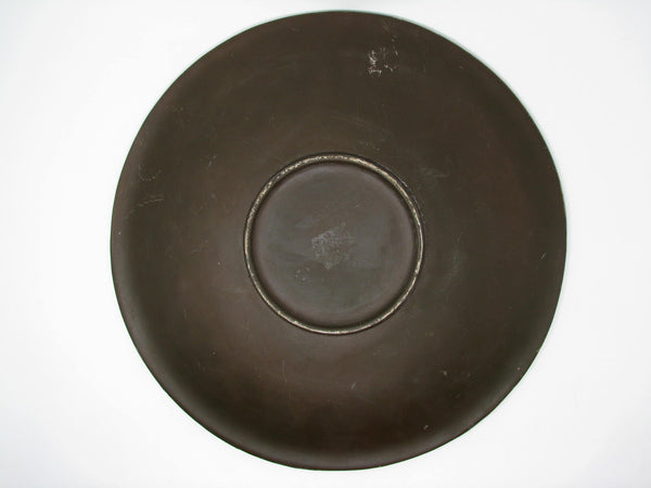 Vintage Large Molded Resin Decorative Platter with Faux Wood Design