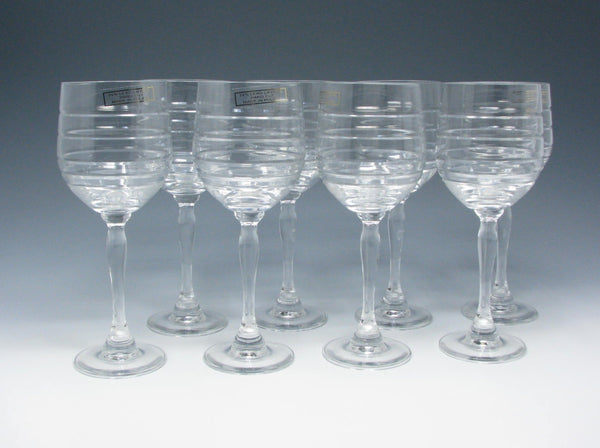 edgebrookhouse - Vintage Leaded Crystal Goblets with Modern Cut Horizontal Ring Design Made in Poland for Karen Neuburger - 8 Pieces