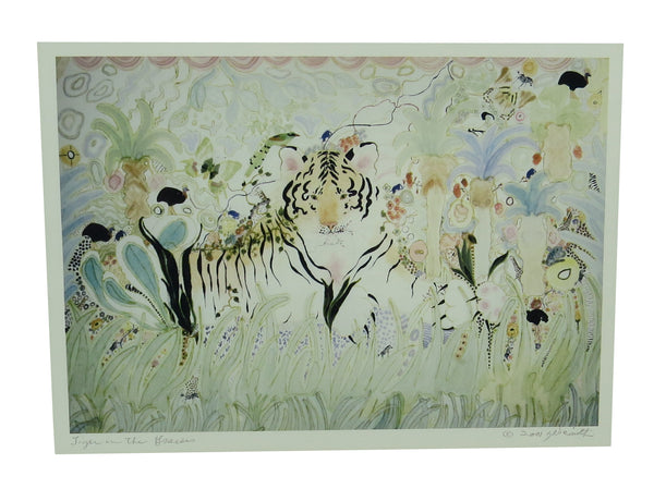 Vintage Leah Niemoth "Tiger in the Grasses" Limited Edition Giclee Signed by Artist
