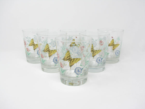 edgebrookhouse - Vintage Lenox Butterfly Meadow Glass Old Fashioned Glasses Made by Libbey - 6 Pieces - 2 Sets Available