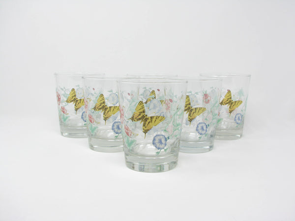 edgebrookhouse - Vintage Lenox Butterfly Meadow Glass Old Fashioned Glasses Made by Libbey - 6 Pieces - 2 Sets Available