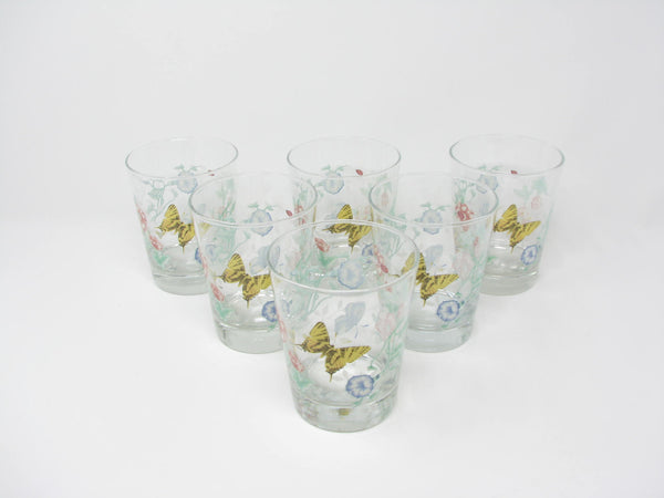 edgebrookhouse - Vintage Lenox Butterfly Meadow Glass Old Fashioned Glasses Made by Libbey - 6 Pieces - 2 Sets Available