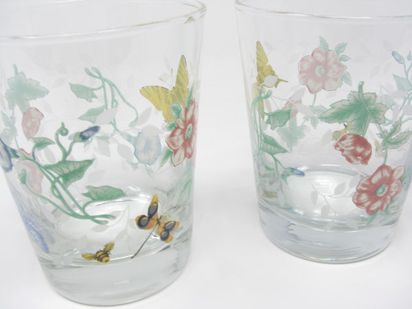 edgebrookhouse - Vintage Lenox Butterfly Meadow Glass Old Fashioned Glasses Made by Libbey - 6 Pieces - 2 Sets Available