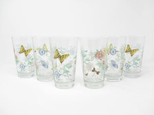 edgebrookhouse - Vintage Lenox Butterfly Meadow Glass Tumblers or Hiballs Made by Libbey - 6 Pieces - 2 Sets Available