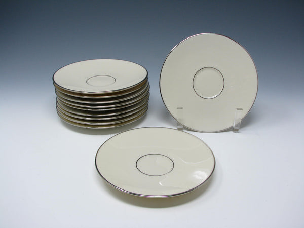 edgebrookhouse - Vintage Lenox Princess Ivory Saucers with Platinum Trim - 2 Pieces