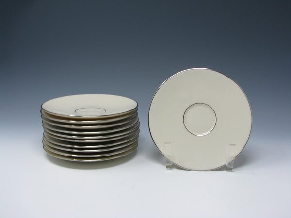 edgebrookhouse - Vintage Lenox Princess Ivory Saucers with Platinum Trim - 2 Pieces