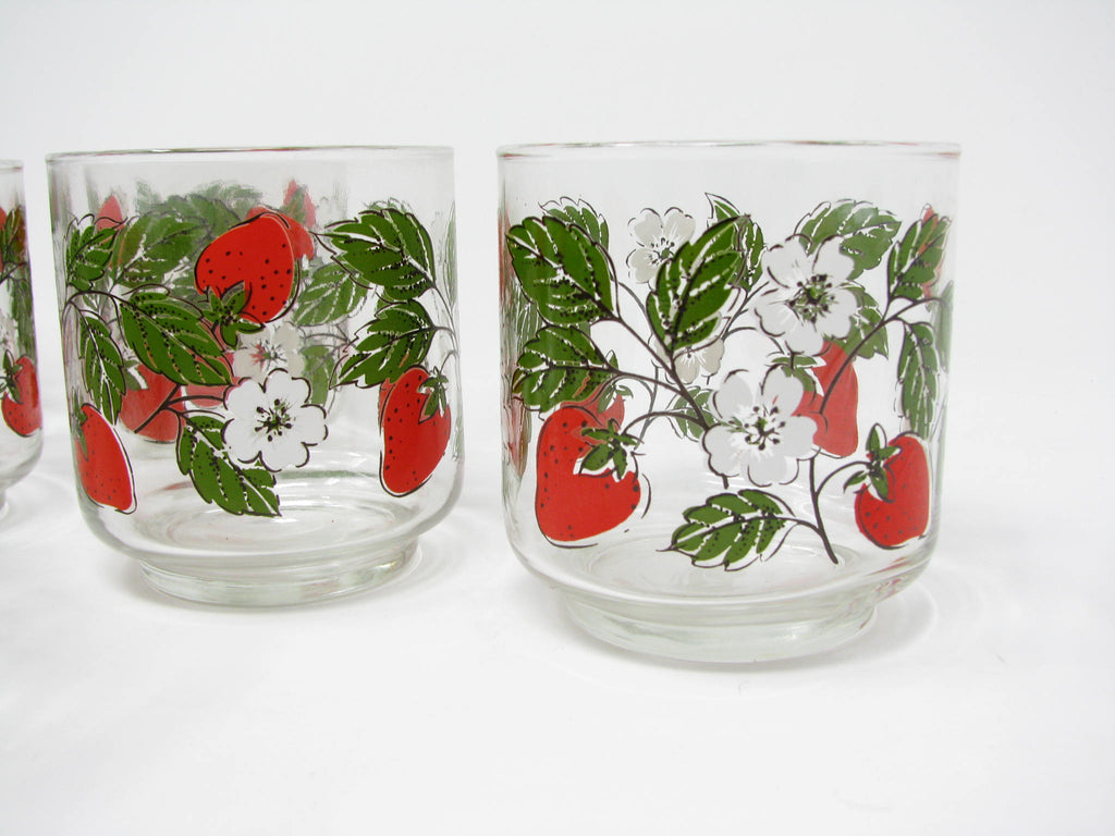 Vintage Libbey Glass Strawberry Low Tumblers or Juice Glasses
