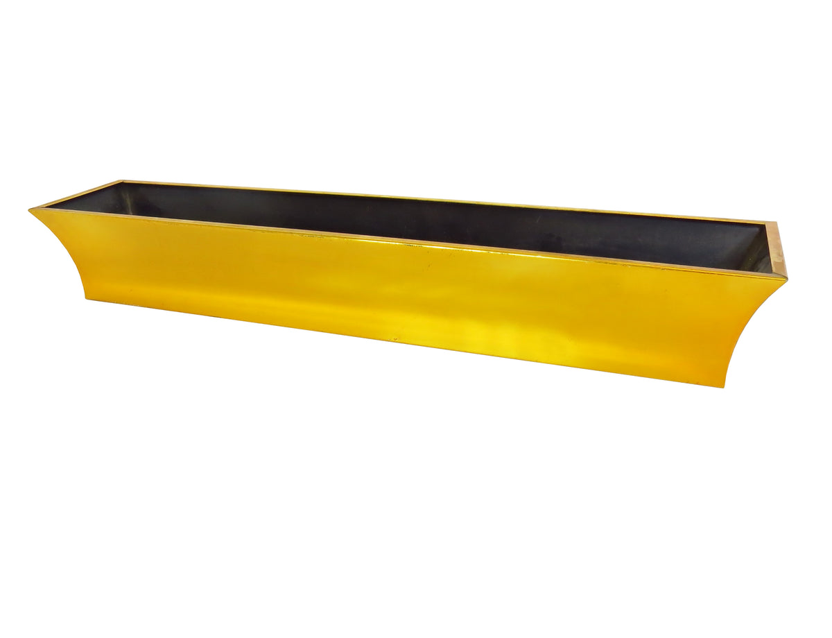 Vintage Long Rectangular Solid Brass Planter by Burkart Brothers