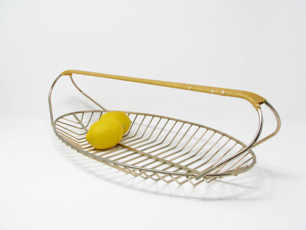 edgebrookhouse - Vintage Long Metal Wire Fruit or Bread Basket with Woven Handle