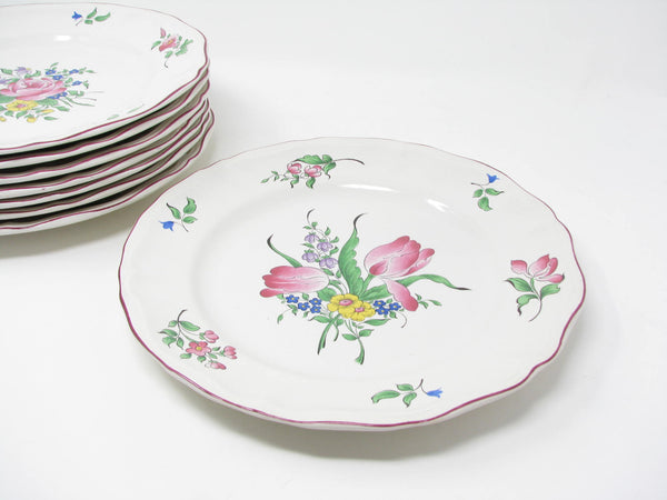 Vintage Luneville France Old Strasbourg Scalloped Dinner Plates - 8 Pieces