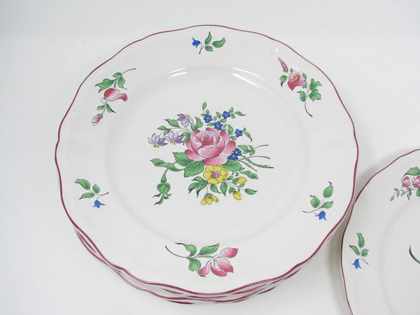 Vintage Luneville France Old Strasbourg Scalloped Dinner Plates - 8 Pieces