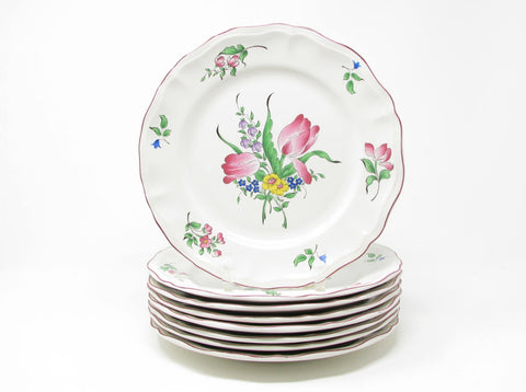 Vintage Luneville France Old Strasbourg Scalloped Dinner Plates - 8 Pieces