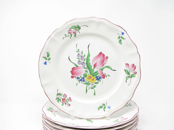 Vintage Luneville France Old Strasbourg Scalloped Dinner Plates - 8 Pieces