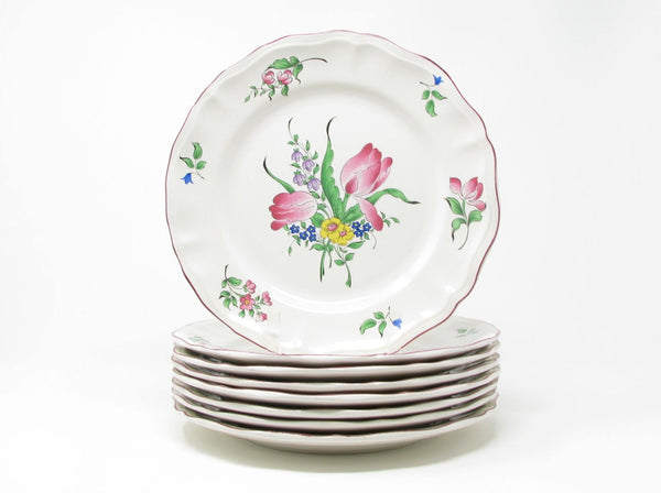 Vintage Luneville France Old Strasbourg Scalloped Dinner Plates - 8 Pieces