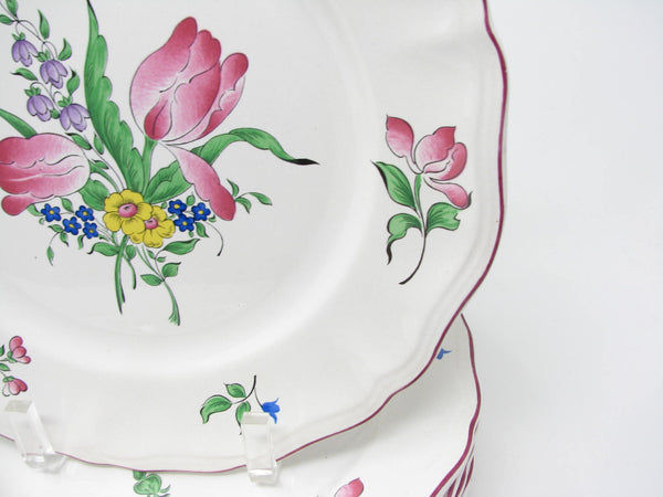Vintage Luneville France Old Strasbourg Scalloped Dinner Plates - 8 Pieces