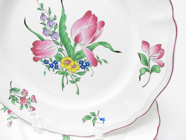 Vintage Luneville France Old Strasbourg Scalloped Dinner Plates - 8 Pieces
