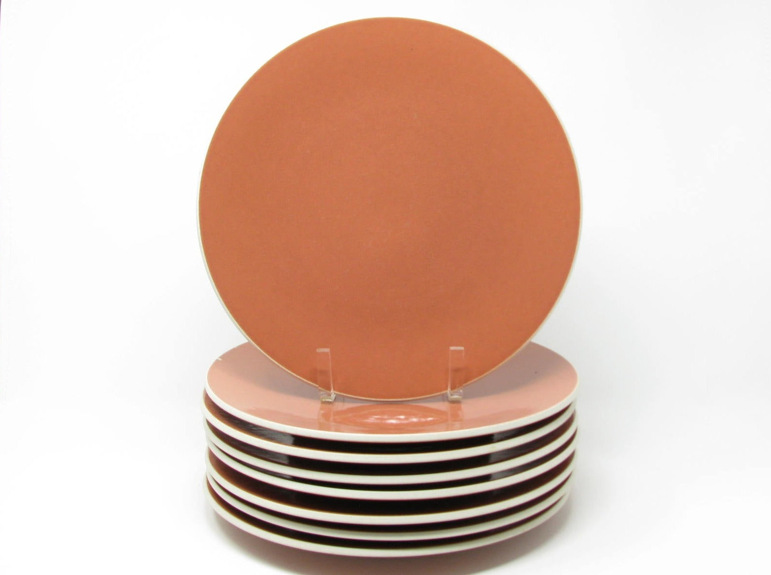 edgebrookhouse Vintage Massimo Vignelli for Sasaki Colorstone Terracotta Dinner Plates Made in Japan - 8 Pieces