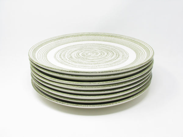Vintage Max Schonfeld El Verde Chargers or Chop Plates with Green Concentric Circle Design - 8 Pieces
