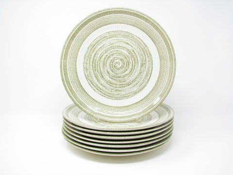 Vintage Max Schonfeld El Verde Dinner Plates with Green Concentric Circle Design - 10 Pieces