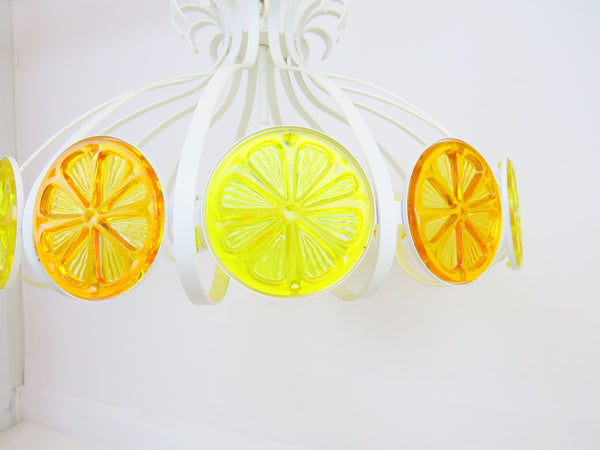 edgebrookhouse Vintage Metal Pendant Light Fixture With Lemon and Orange Slices Decoration