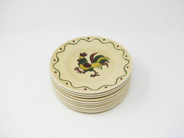 edgebrookhouse Vintage Metlox Poppytrail California Provincial Rooster Bread Plates - Set of 10