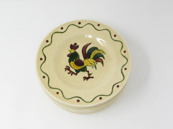 edgebrookhouse Vintage Metlox Poppytrail California Provincial Rooster Bread Plates - Set of 10