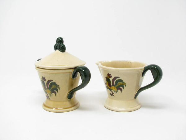 edgebrookhouse Vintage Metlox Poppytrail California Provincial Rooster Creamer & Sugar Bowl - 2 Pieces