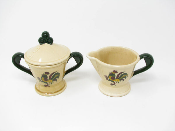 edgebrookhouse Vintage Metlox Poppytrail California Provincial Rooster Creamer & Sugar Bowl - 2 Pieces