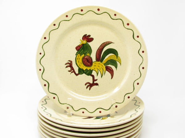 edgebrookhouse Vintage Metlox Poppytrail California Provincial Rooster Dinner Plates - Set of 8