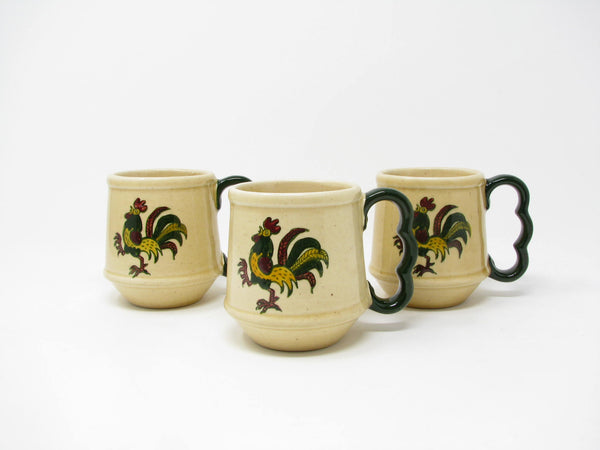 edgebrookhouse Vintage Metlox Poppytrail California Provincial Rooster Mugs - 3 Pieces