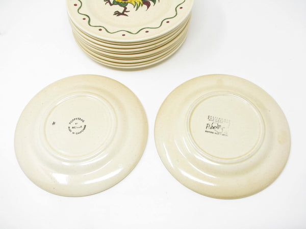 edgebrookhouse Vintage Metlox Poppytrail California Provincial Rooster Salad Plates - Set of 12