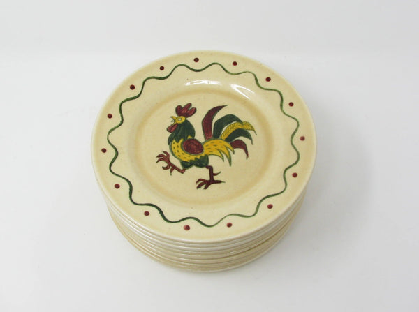 edgebrookhouse Vintage Metlox Poppytrail California Provincial Rooster Salad Plates - Set of 12