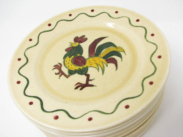 edgebrookhouse Vintage Metlox Poppytrail California Provincial Rooster Salad Plates - Set of 12
