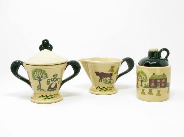 edgebrookhouse Vintage Metlox Poppytrail Homestead Provincial Creamer, Sugar Bowl and Condiment Jar - 3 Pieces