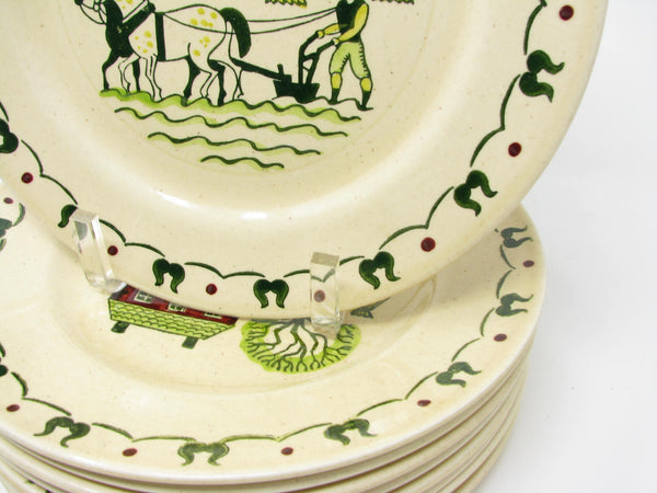 edgebrookhouse Vintage Metlox Poppytrail Homestead Provincial Dinner Plates - 9 Pieces