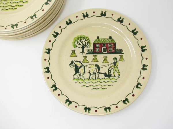 edgebrookhouse Vintage Metlox Poppytrail Homestead Provincial Dinner Plates - 9 Pieces