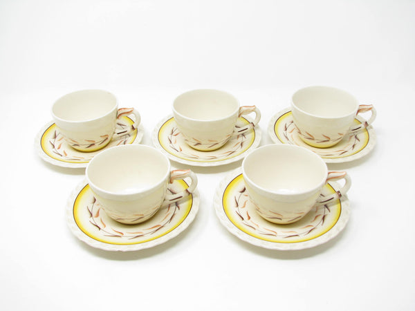 Vintage Metlox Vernon Kilns Arcadia Cups & Saucers - 10 Pieces