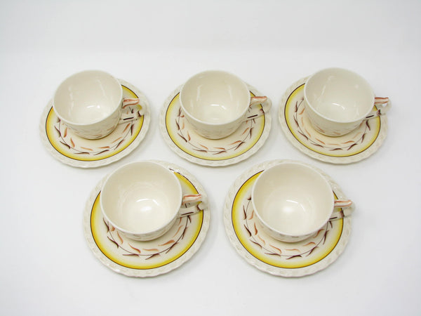 Vintage Metlox Vernon Kilns Arcadia Cups & Saucers - 10 Pieces