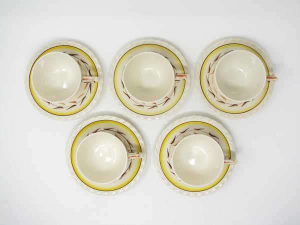 Vintage Metlox Vernon Kilns Arcadia Cups & Saucers - 10 Pieces
